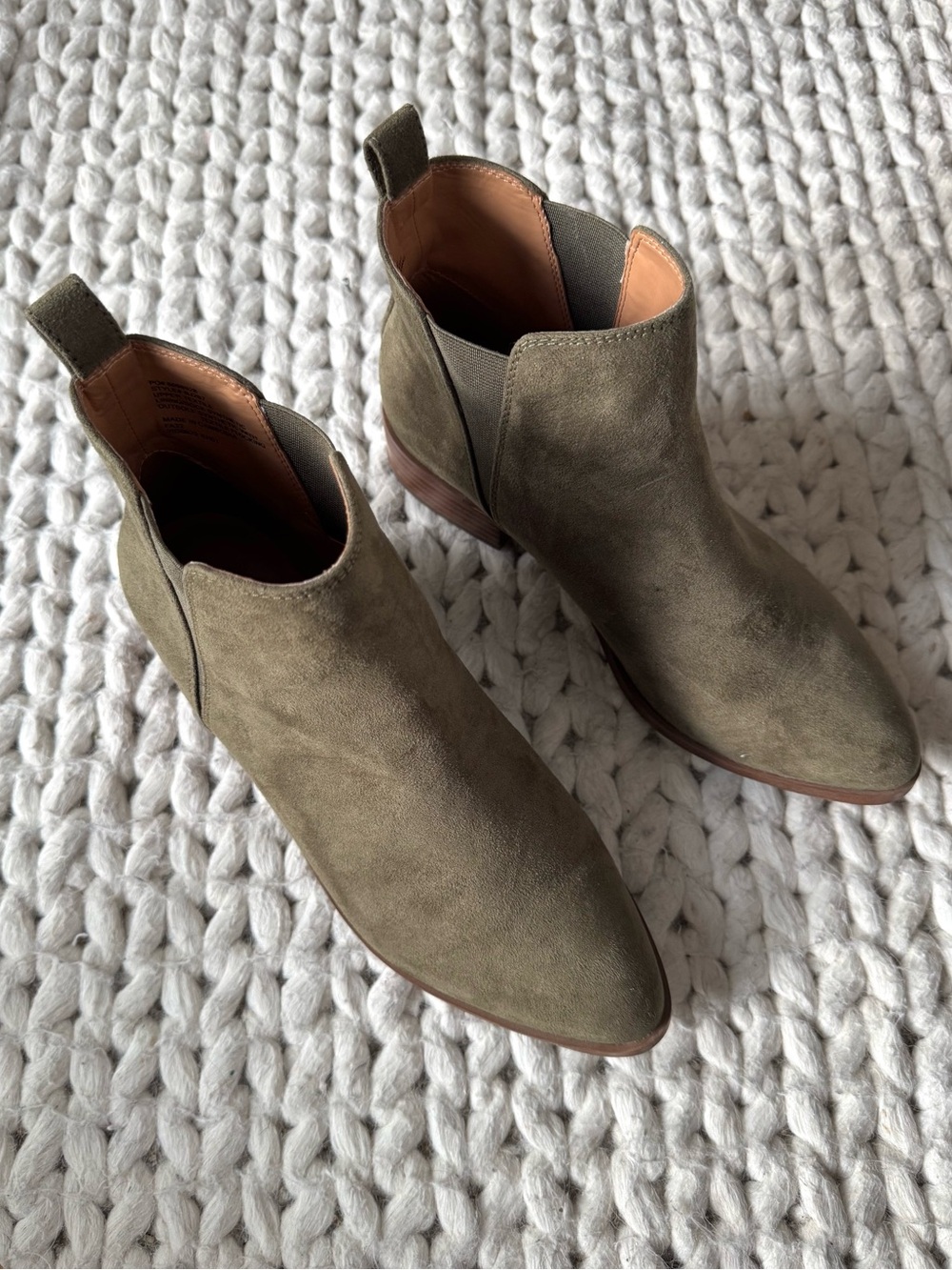 J. Crew Factory Green Suede Sawyer Ankle Booties - size 7